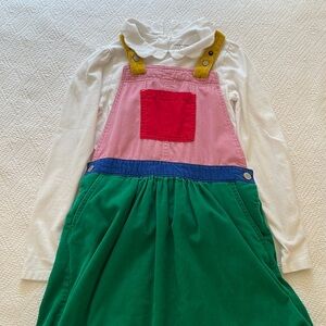 Mini Boden color block dungaree dress + a Free Janie and Jack white collared top